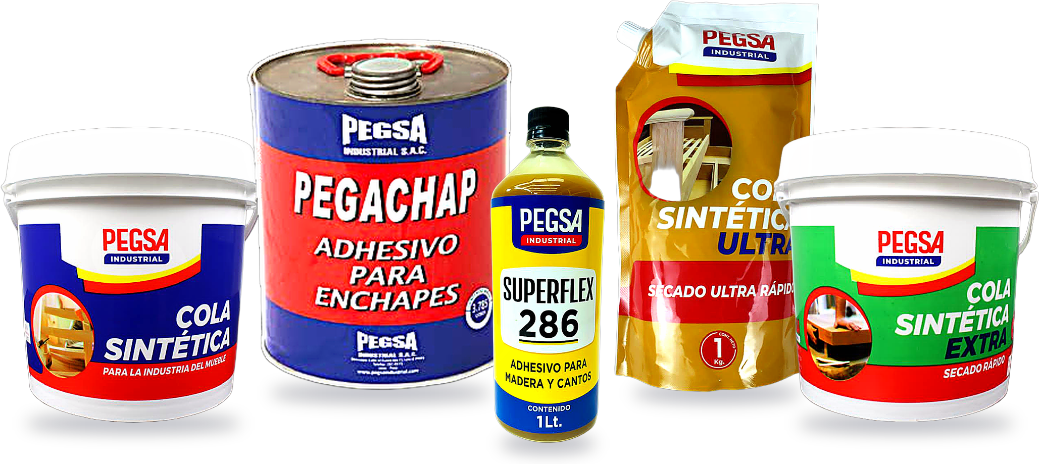 Familia de productos PEGSA: colas sintéticas, Pegachap y Superflex 286